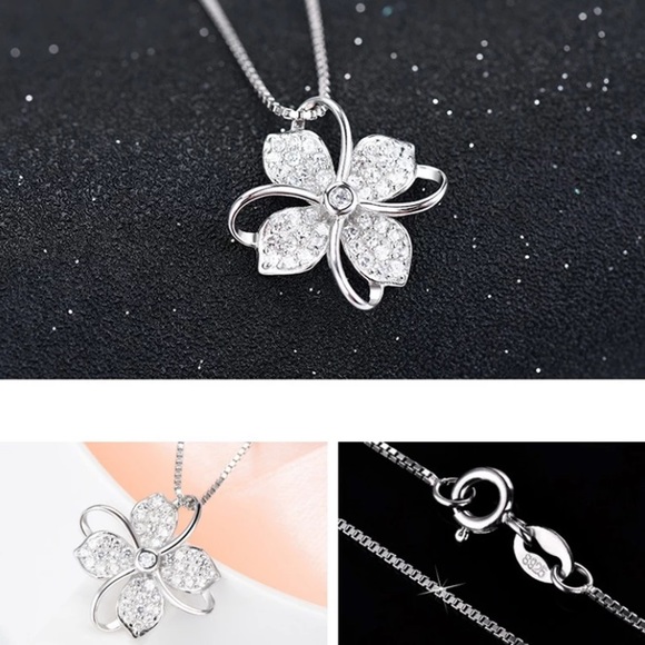 Jewelry Flower 925 Silver Pendants Necklaces - Picture 2 of 3